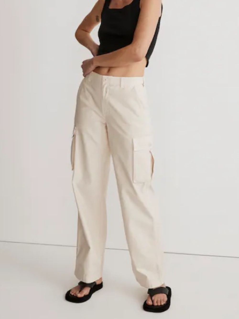 NWT Madewell Garment Dyed Low Slung Straight Cargo Pants Vintage Linen Beige 29